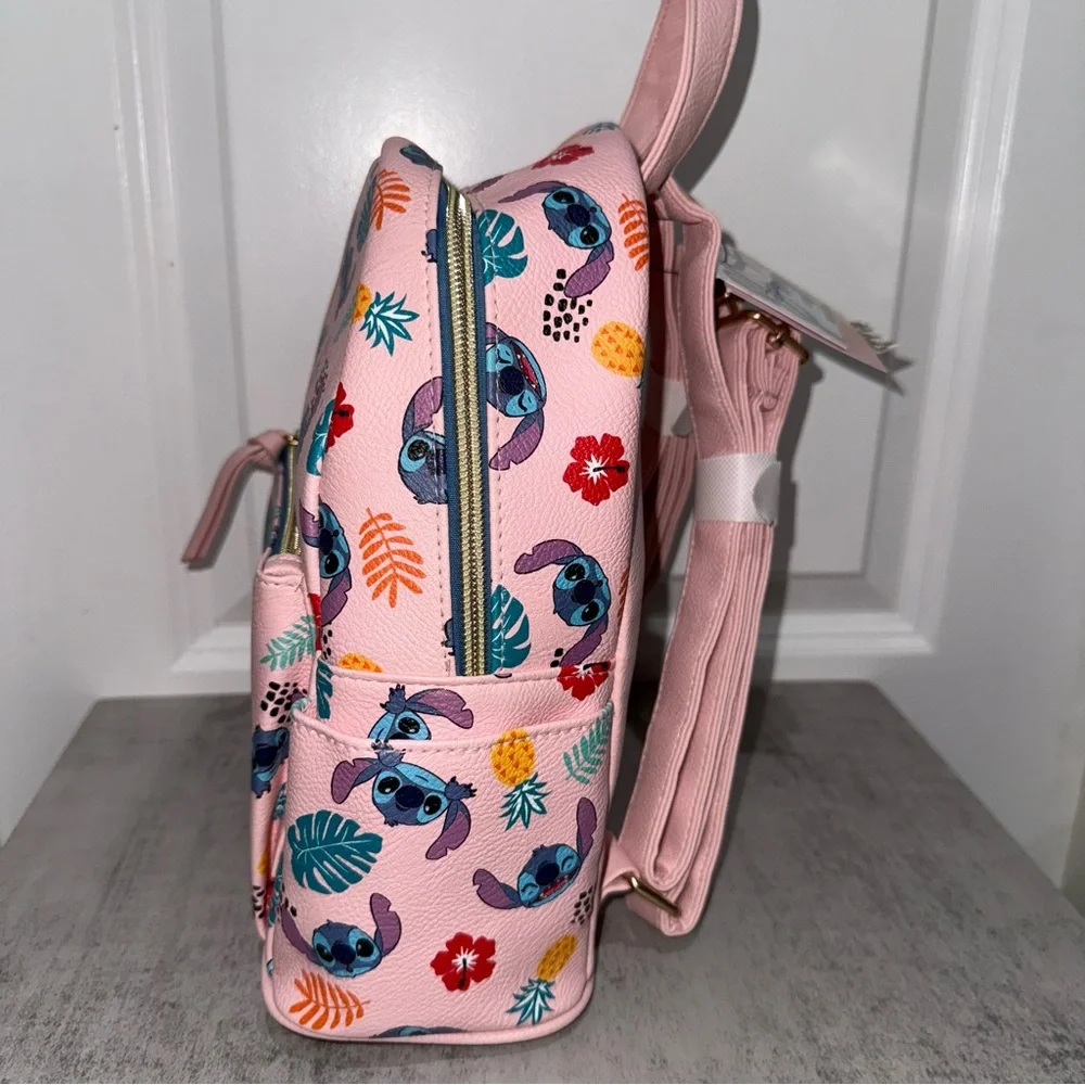 Lilo & Stitch Pink Tropical Print Backpack Pink Danielle Nicole - Picture 4 of 6